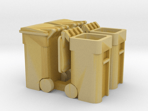 Trash Cart 64 gal Mixed - HO 87:1 Scale Qty (4) in Tan Fine Detail Plastic