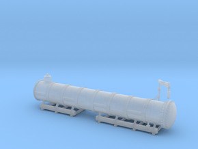 Tie Oil Saturating Wagon Tank & Rack - N Scale in Clear Ultra Fine Detail Plastic