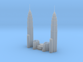 Petronas Towers (1:2000) in Clear Ultra Fine Detail Plastic