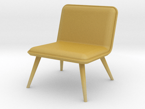 1:12 Miniature Spine Lounge Wood Base Chair in Tan Fine Detail Plastic