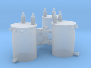 1/64 3 Phase Pole Transformers in Clear Ultra Fine Detail Plastic