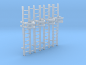'N Scale' - (4) - 10' Caged Ladder in Clear Ultra Fine Detail Plastic