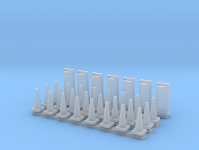 'HO Scale' - Road Construction Cones and Barrels in Clear Ultra Fine Detail Plastic