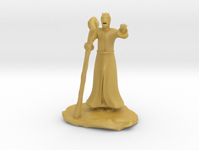 Dragonborn Wizard in Robes with Staff in Tan Fine Detail Plastic