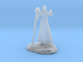 Female Dragonborn Wizard in Robe with Staff in Clear Ultra Fine Detail Plastic