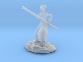 Dragonborn Monk in Robes with Quarterstaff in Clear Ultra Fine Detail Plastic