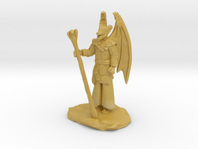 Winged Dragonborn Druid in Robes with Staff in Tan Fine Detail Plastic
