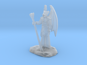 Winged Dragonborn Druid in Robes with Staff in Clear Ultra Fine Detail Plastic