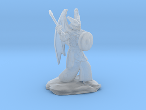 Winged Dragonborn Druid with Scimitar and Shield in Clear Ultra Fine Detail Plastic