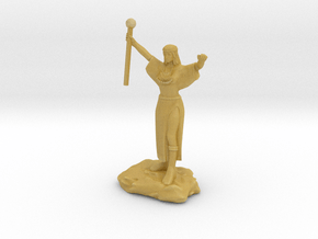 Ceptienne, human mage with staff casting a spell in Tan Fine Detail Plastic