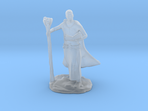 Male Elf Wizard With Spellbook And Staff in Clear Ultra Fine Detail Plastic