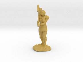 Female Half Orc Barbarian with Axe in Tan Fine Detail Plastic