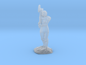 Female Half Orc Barbarian with Axe in Clear Ultra Fine Detail Plastic