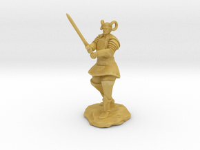 Tiefling Paladin in Platemail with Greatsword in Tan Fine Detail Plastic