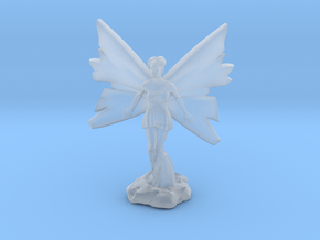 Fairy with large wings, in flight 30mm scale in Clear Ultra Fine Detail Plastic