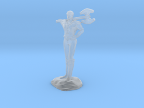 Female Barbarian Human With Great Axe and Braid in Clear Ultra Fine Detail Plastic