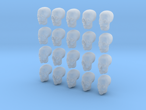 20 28mm Skull Heads Variety in Clear Ultra Fine Detail Plastic