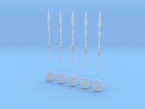 28mm 5 Spears and Round Shields in Clear Ultra Fine Detail Plastic