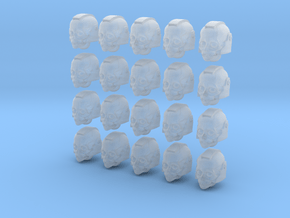 20 28mm Skull Helmets with Eyes in Clear Ultra Fine Detail Plastic