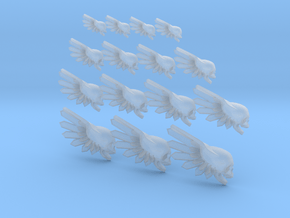 Skull Wings Right - 10mm, 15mm, 20mm, 25mm Icons in Clear Ultra Fine Detail Plastic