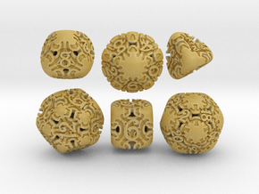 Art Nouveau Dice Set in Tan Fine Detail Plastic