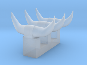 3 sets of short horns in Clear Ultra Fine Detail Plastic