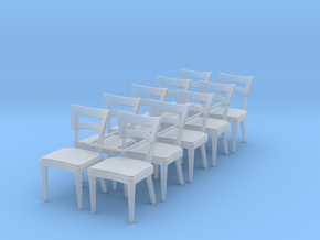 1:48 Dog Bone Chairs (Set of 10) in Clear Ultra Fine Detail Plastic