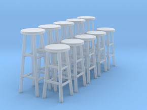1:48 Stools (Set of 10) in Clear Ultra Fine Detail Plastic