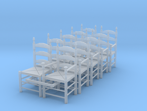 1:48 Pilgrim's Chairs (Set of 10) in Clear Ultra Fine Detail Plastic
