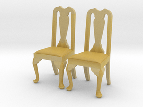 Pair of 1:48 Queen Anne Chairs in Tan Fine Detail Plastic
