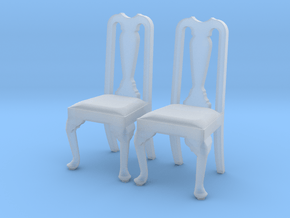 Pair of 1:48 Queen Anne Chairs in Clear Ultra Fine Detail Plastic
