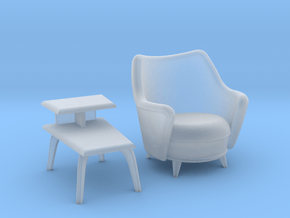 1:48 Moderne Tub Chair Set in Clear Ultra Fine Detail Plastic