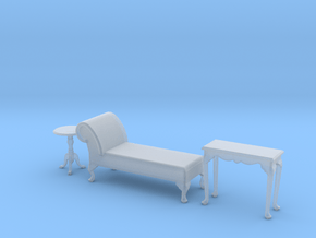 1:48 Queen Anne Chaise Set in Clear Ultra Fine Detail Plastic