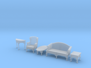1:48 Queen Anne Living Room Set in Clear Ultra Fine Detail Plastic