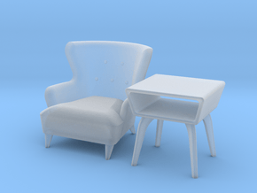 1:48 Wingback Chair Set in Clear Ultra Fine Detail Plastic