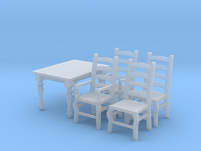 1:48 Farmhouse Table & Chairs in Clear Ultra Fine Detail Plastic