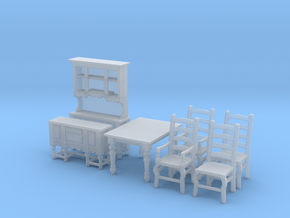 1:48 Farmhouse Dining Set in Clear Ultra Fine Detail Plastic