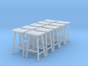 1:48 Tall Saddle Stools, Set of 10 in Clear Ultra Fine Detail Plastic