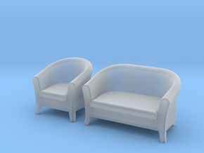 1:48 Club-Style Sofa Set in Clear Ultra Fine Detail Plastic