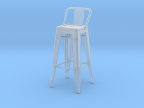 1:24 Tall Pauchard Stool, with Low Back in Clear Ultra Fine Detail Plastic