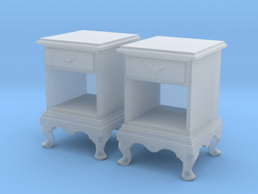 1:48 Queen Anne Nightstand, with shelves in Clear Ultra Fine Detail Plastic
