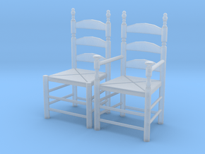 1:48 Pilgrim's Slat Back Chairs in Clear Ultra Fine Detail Plastic