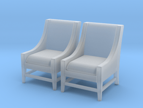 1:48 Contemporary Slipper Chair, Set of 2 in Clear Ultra Fine Detail Plastic