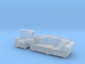1:144 Sofa Set in Clear Ultra Fine Detail Plastic