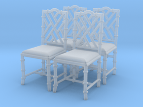 1:48 Chinese Chippendale Chair - Set of 4 in Clear Ultra Fine Detail Plastic