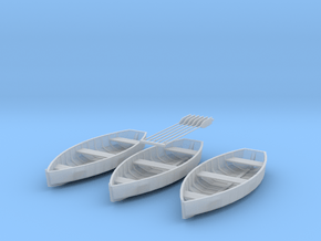 O scale Rowboat Set 3ea 6 Paddles in Clear Ultra Fine Detail Plastic