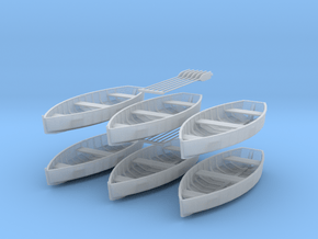 O scale Rowboat Set 6 ea 12 Paddles in Clear Ultra Fine Detail Plastic