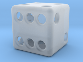 Balanced Hollow Dice (D6) (1.5cm) (Method 1) in Clear Ultra Fine Detail Plastic