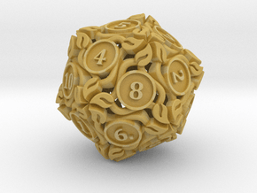 20-sided die with leaves in Tan Fine Detail Plastic