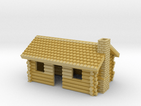 Log Cabin with chimney- Z scale in Tan Fine Detail Plastic